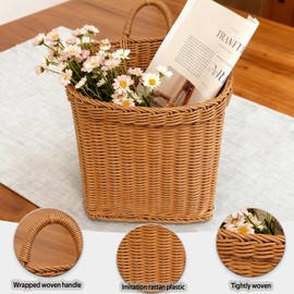 Aodse Elegant Boho Farmhouse Hanging Basket for Wall Hanging Wicker wall Baskets for Storage, Decor, Space-Saving Rattan Door Basket for Kitchen, Bathroom, Bedroom, Living Room Organization