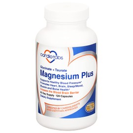 Cardiotabs Magnesium Plus 200 mg de glicinato de magnesio y taurato de magnesio para mejorar la presión arterial, el corazón, el cerebro, el sueño y  