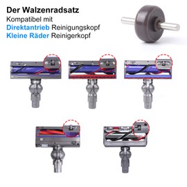 WYWY.Wide Weiche Pl1schstreifen + Achsen + Rad Rollen Ersatz f1r Dyson V6 V7 V8 V10 V11 DC62 Staubsauger Ersatzteile Direktantriebsreiniger Kopf Sohlenplatte Zubeh?r