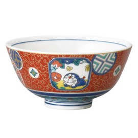 Kim Jo Pottery 008162 Doraemon Rice Bowl, Approx. 4.7 inches (12 cm), Kutani Ware, Shosanpu Colored Gold Handle, Made in Japan