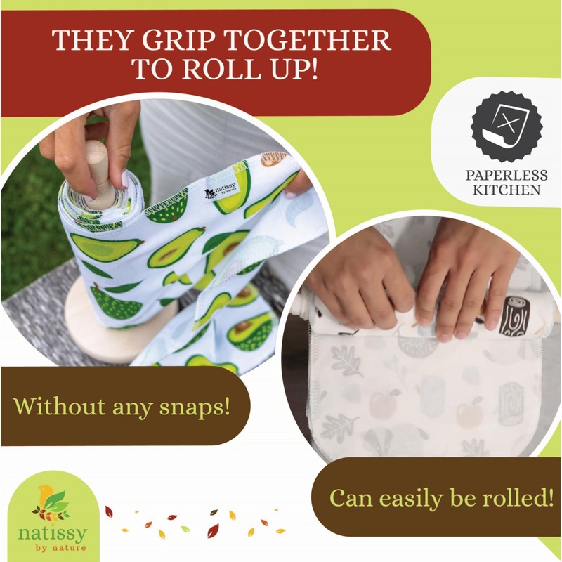 Reusable Cotton Kitchen Rolls, Pack of 10, Washable Kitchen Rolls