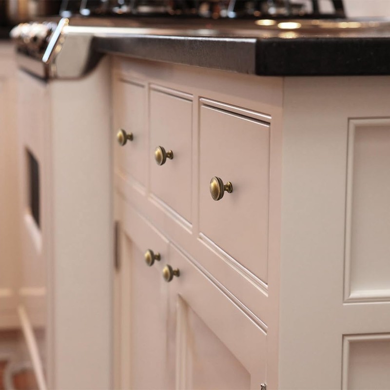 Goo-Ki 6 Pack Classic Antique Brass Cabinet Knobs with Beaded