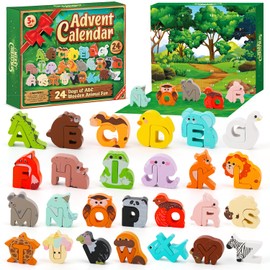 Advent Calendar 2025 Kids Toddlers, 24 Day Countdown to Christmas Calendar with ABC Alphabet Animal Letters Xmas Suprise Gifts for Kids Toddlers