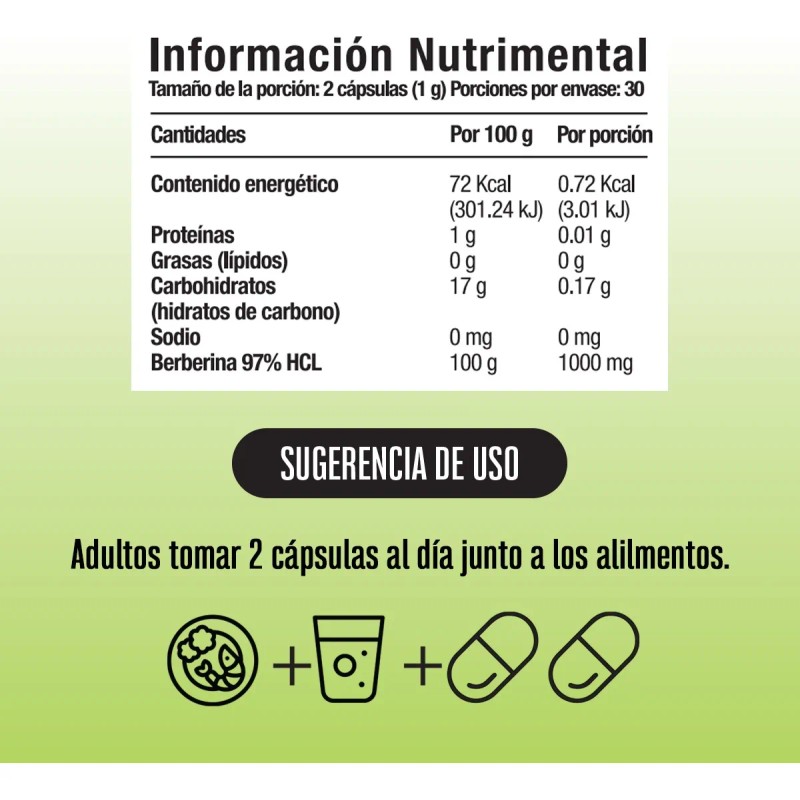Kuka Berberina HCl 60 Cpsulas de 500 mg Dura 30