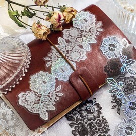 60 PCS Vintage Scrapbook Stickers Cutout Lace Sticker Scrapbooking Paper Supplies Floral Embossed Paper of Shadows Sticker Retro Notes Card DIY Stickers for Aesthetic Cottagecore Picture Frames