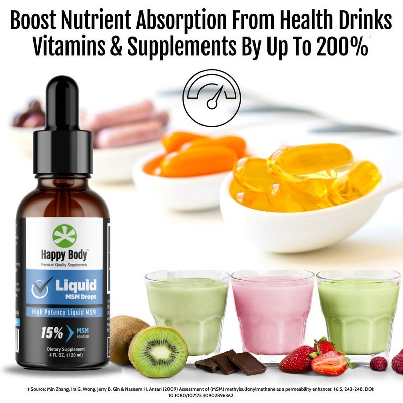 HAPPY BODY Liquid MSM Drops The Highest MSM Content in