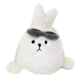 moin moin Makeup Pouch, Makeup Case, Accessory Holder, Drawstring Rabbit, Face, Ribbon, Poppon, Fluffy, white