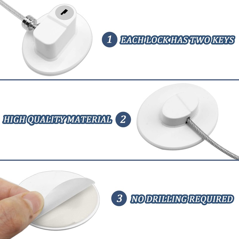 Refrigerator Door Lock, Set of 2 Refrigerator Locks with 4