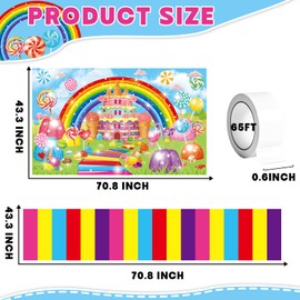 Candyland Party Decorations Colorful Polyester Carpet Runner Candyland Backdrop Sweet Candy Land Princess Road Banner for Christmas Decor Candy Runway Rug Candy Land Themed Birthday Party Supplies