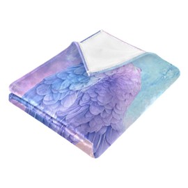 Purple Angel Wings Throw Blanket, Blanket Fluffy, Soft Throw Blankets, Office Blanket, Soft Fuzzy Throw Blanket