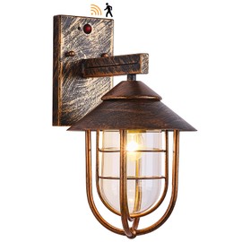 VOCLDFA Motion Sensor Outdoor Wall Light Nautical Outside Wall Sconce Dusk to Dawn Exterior Light Fixtures Wall Mount Retro Motion Activated Outdoor Porch Wall Lantern with Oil Rubbed Bronze IP65