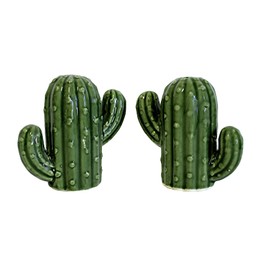 Hand-Painted Ceramic Cactus Salt and Pepper Set - Kitchen Dining Room Perfect Housewarming Holiday Birthday and Mother's Day Gift