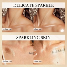 Body Shimmer Oil,Waterproof Body Highlighter Makeup,Moisturizing Liquid Luminizer, Non-Sticky Body Glow Shimmer Lotion for Face and Body,Body Smooth Light Shimmer Glow Oil,80ml (#03-Bronze Gold)