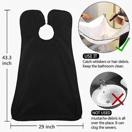 SYGELER Premium Beard Bib Apron - Waterproof Shaving Apron with Magnetic Closure & Travel Pouch - No-Mess Grooming Kit for Men, Dad Gift (Black)