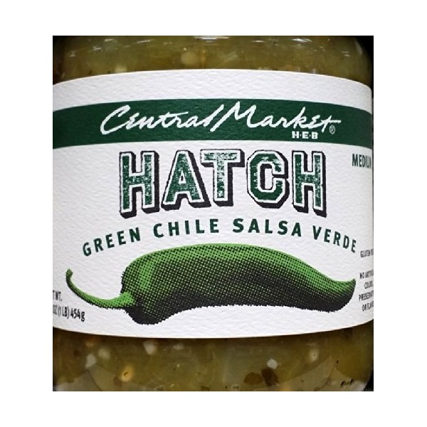 Central Market HEB Salsa 16 Oz (Pack of 2) (Hatch Green Chili Salsa Verde - Medium)