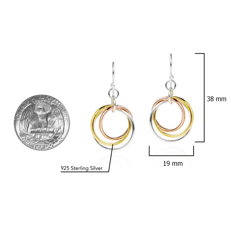 AeraVida Chic Triple Finish Hoop Cluster .925 Sterling Silver Dangle