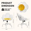 HomeZeer White Vanity Chair with Wheels and Back, Cute Daisy