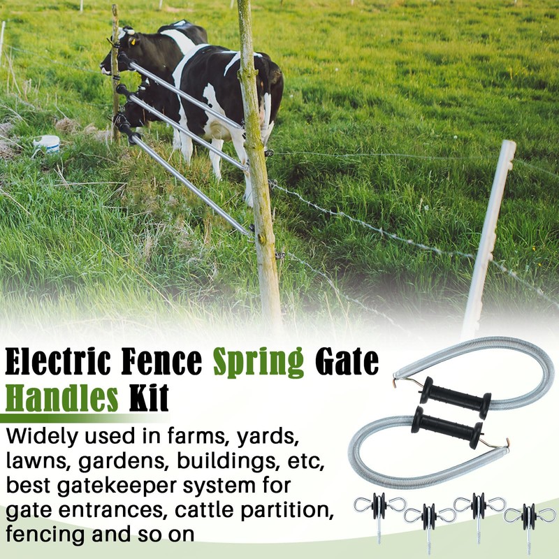Hicarer 8 Set Electric Fence Spring Gate Handles Kit, Fence