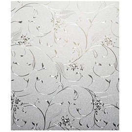 Bloss Decorative Window Film Privacy Window Cling Glass Door Film Heat Control Anti UV Static Cling Non Adhesive for Home Office, 17.7 by 78.7 Inches
