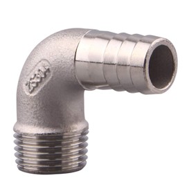 DERNORD 5/8" Hose Barb x 1/2" Male NPT Stainless Steel 90 Degree Elbow- Home Brew Pipe Fitting