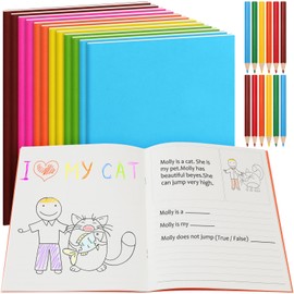 Eaasty 12 Set Story Notebook for Kids with Colored Pencils Blank Books to Write Stories Primary Notebook Preschool Graduation Journal Composition Book Classroom End of Year Gifts for Kids