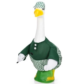 GANSHAYA Golf Porch Goose Outfits Cute Goose Costume Jersey with Mini Metal Golf Clubs, Fits 23" Cement Goose Statue (Golf 1) Multicolor