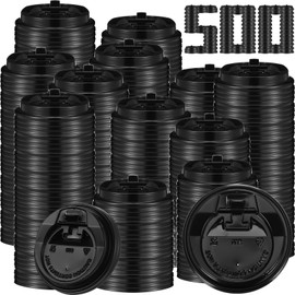 Jingmore 500 Count Disposable Plastic Dome Lids, Coffee Cup Lids with Straw Slot for Iced Coffee Milkshake Ice Cream Office Home Travel Supplies(Black,4 oz)