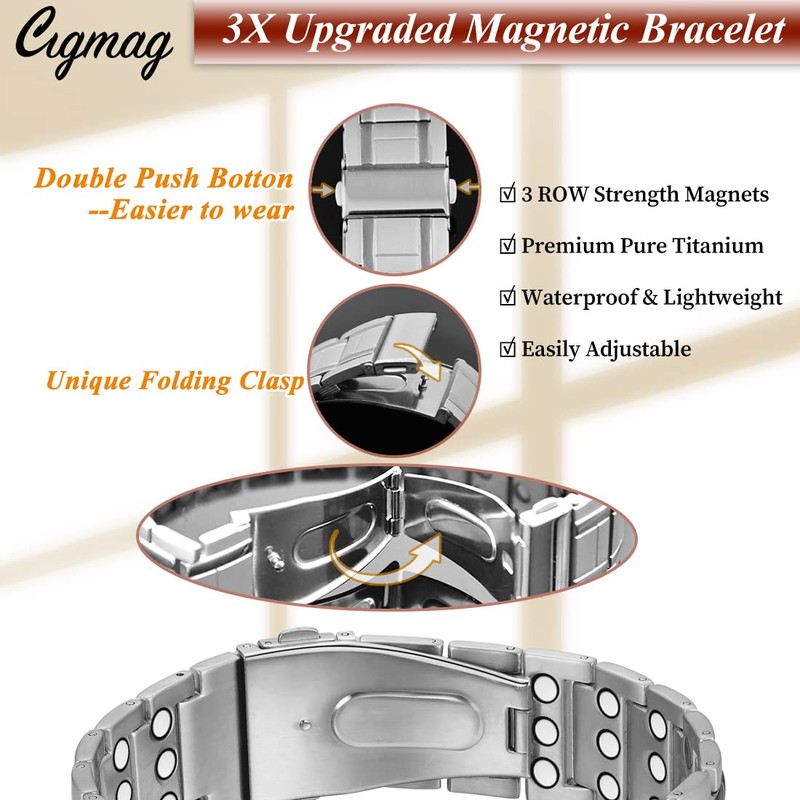 Cigmag Lymphatic Drainage Magnetic Bracelet Men Ultra Strength Magnet Pure