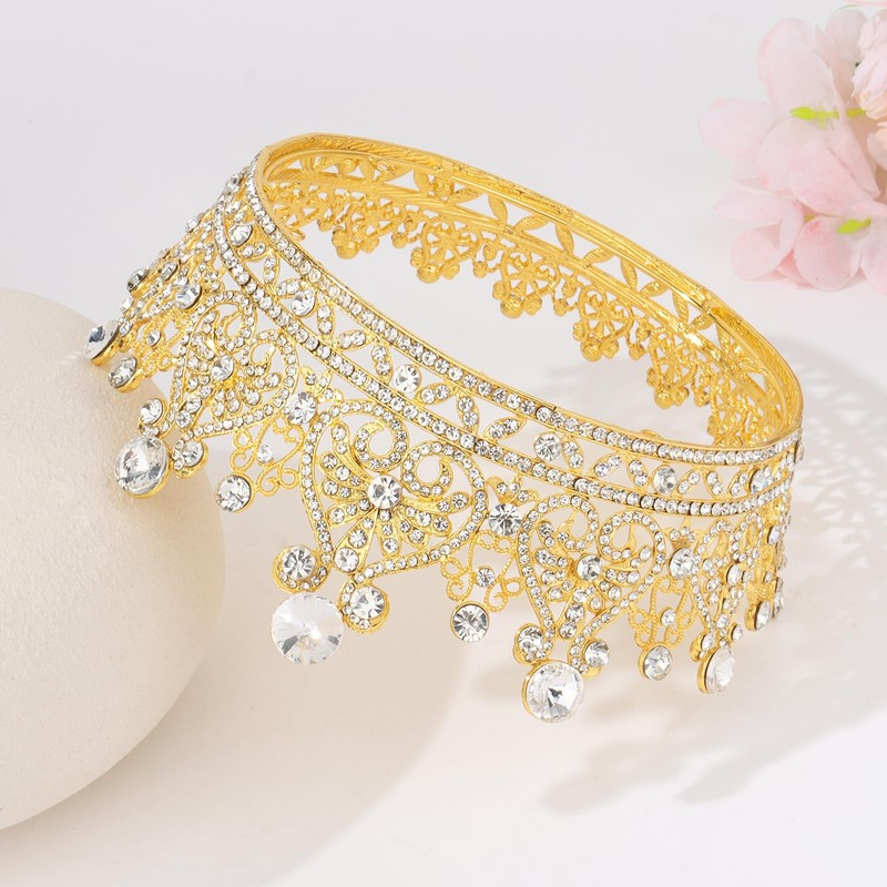 Gold Tiara, Crystal Rhinestone Crown for Birthday Wedding Prom Bridal