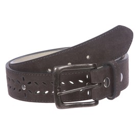 Women's 1 1/2" (38 mm) Snap on Suede Perforated Studded Leather Belt, Grey | 30"