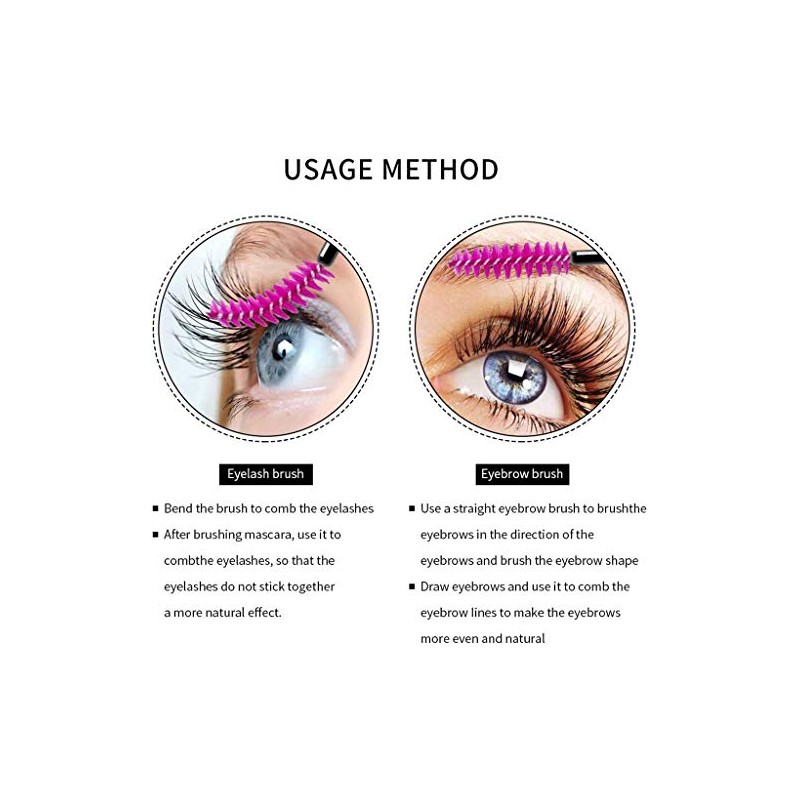Set de 50 Cepillo Cejas Desechable Cepillos de Pestañas Cepillo