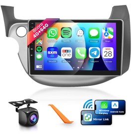 8 CORE 4G+64G Car Radio Stereo for Honda Fit 2008-2013 Wireless CarPlay Android Auto, Podofo 10.1 Inch 1280 * 720P IPS Touch Screen Android 13 GPS WiFi Bluetooth DSP SWC HD Backup Camera