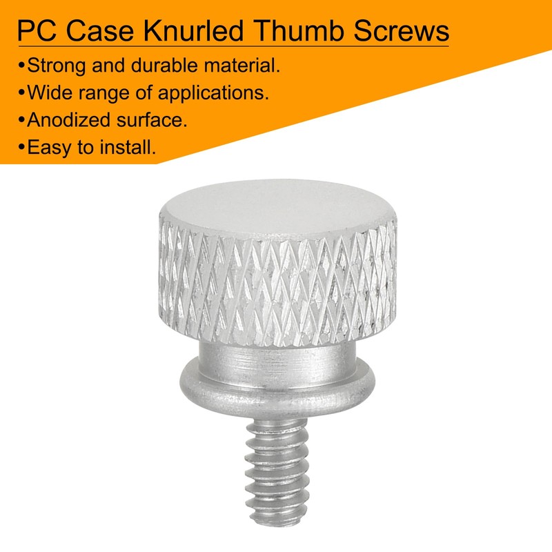 sourcing map 12pcs UNC6-32x6.5mm Knurled Thumb Screw Computer Case Threaded