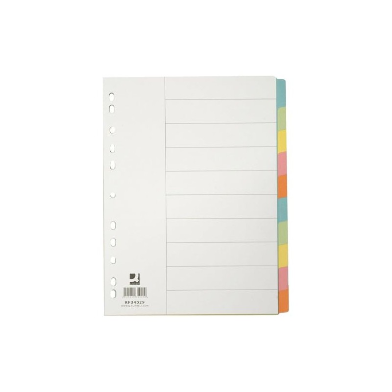 Divisori colorati Q-Connect con indice scrivibile formato A4 in cartoncino