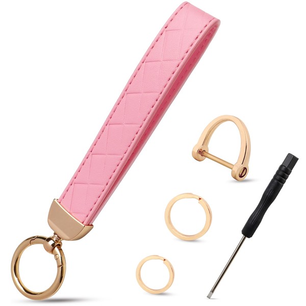 Leather Keychain Wristlet Car Key Chain Key Fob Wristband Hand