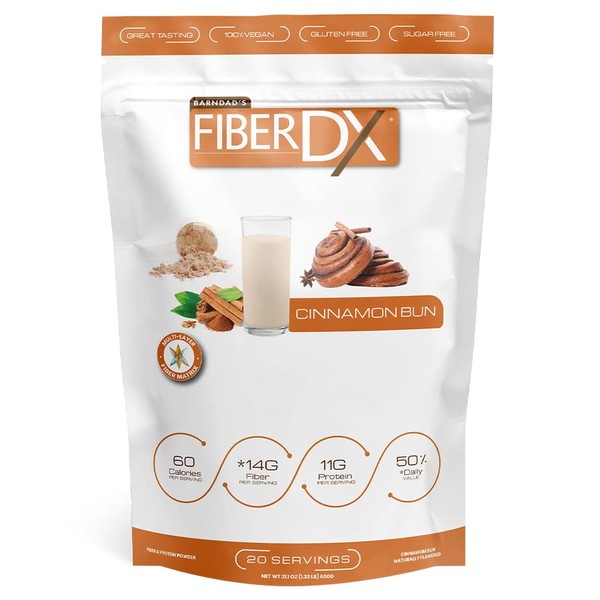BarnDad's Fiber-DX Fiber Supplement, Cinnamon Bun, Naturally Sweetened, 600g