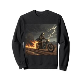 Skull Rider in Storm with Trails of Fire Sweatshirt