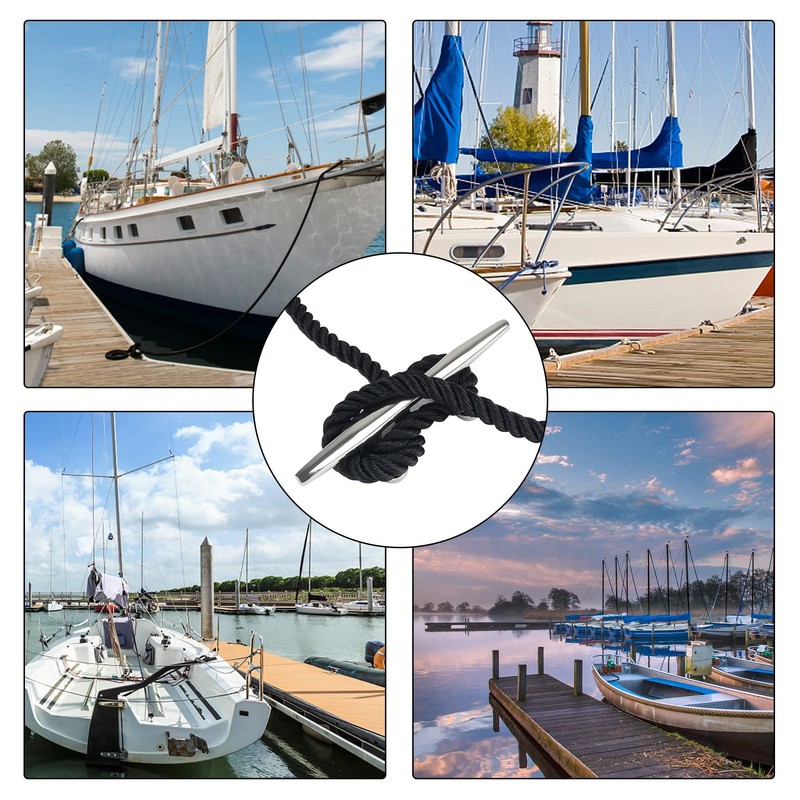 8 Inch 316 Stainless Steel Boat Cleats, Open Base Dock