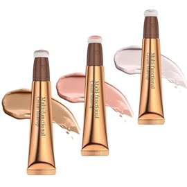 Multi-funktionaler Konturstift Set, Flüssiger Highlighter, Rouge und Concealer mit Kissenapplikator, Hohe Deckkraft, 3 Stück