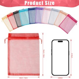 Hopttreely 100PCS Sheer Organza Bags, 5X7 inches Mixed Color Mesh Bags Drawstring Small Pouch Gift Bags for Christmas, Jewelry, Wedding Party, Baby Shower Favor Bags