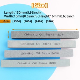 LWCUSNJ 4Pcs Square Sharpening Stone Set -Grits 150#, 180#, 240#, 320# Green Silicon Carbide Honing Whetstone Kit for Moldels, Metal & Knife Cutting Tools (150 * 16 * 16mm)