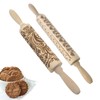 Mellifluous 2pcs Embossed Rolling Pin,Christmas Elk Printing Rolling Pin,Handmade Pattern