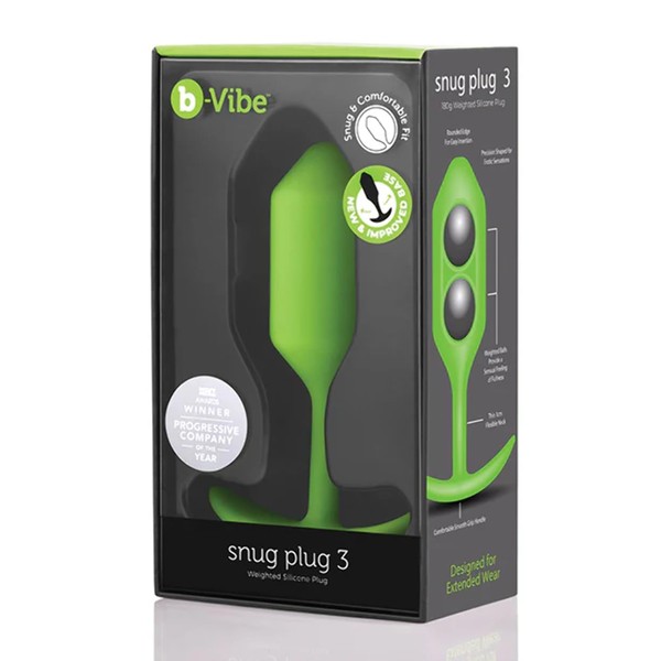 b-Vibe - The Snug Plug 3 - Lime - 180 gram flared bottom plug with weighted balls