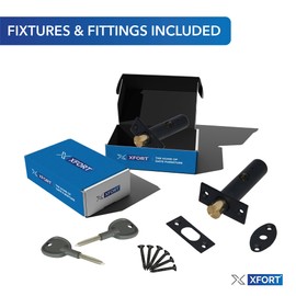 XFORT 2 Pack 60mm, Matt Black Mortice Door Bolts with 2 Star Keys, Door Security Rack Bolt Providing Enhanced Protection for Doors and Windows at Home and in The Workplace