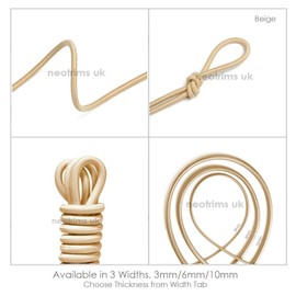 3mm,6mm,8mm,10mm,Elastic Stretch Shock Cord,Bungee Rope Trimming for Boating,Tarpaulin,Crafts,Garments,Outdoor, Sports,Metallic Gold,Silver & Jacquard Pattern. Beige, 3mm, 2mts