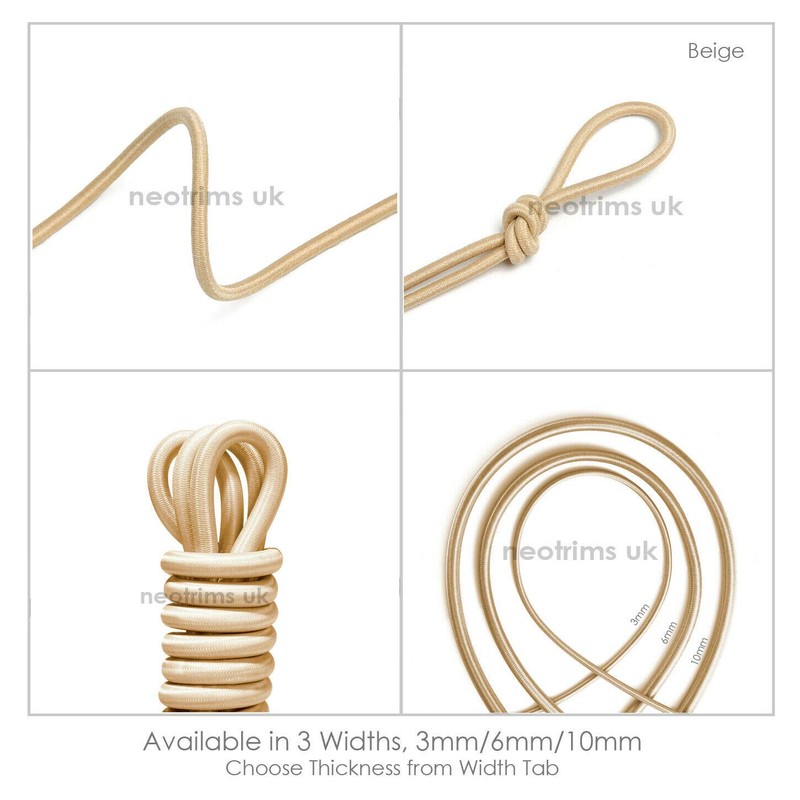 3mm,6mm,8mm,10mm,Elastic Stretch Shock Cord,Bungee Rope Trimming for Boating,Tarpaulin,Crafts,Garments,Outdoor, Sports,Metallic Gold,Silver