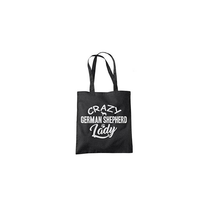 Crazy German Shepherd Lady Tote Bag - black One Size