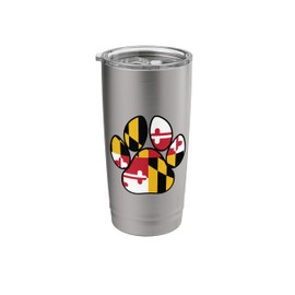 Maryland Flag Theme Animal Paw Design Stainless Steel Insulated Tumbler