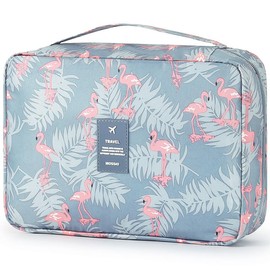 Mossio Hanging Toiletry Bag with Sturdy Hook - Large Portable Cosmetic Makeup Travel Organizer for Men & Women - Color: Blue Stripe