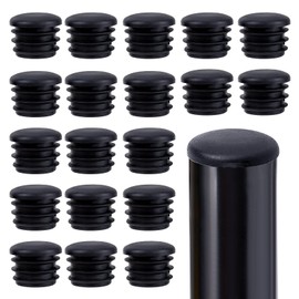 GORGECRAFT 20PCS 25mm Round Plastic Plugs Black End Caps Plug Pipe Tubing Inner Plugs Chair Leg Inserts Anti-Slip Ribbed Tube for Metal Legs Fences Glide Protection Chair Legs and Furniture, Column